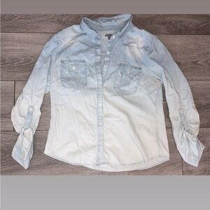 Charlotte Russe Size Large Ombre Denim Button Up Long Sleeved Shirt